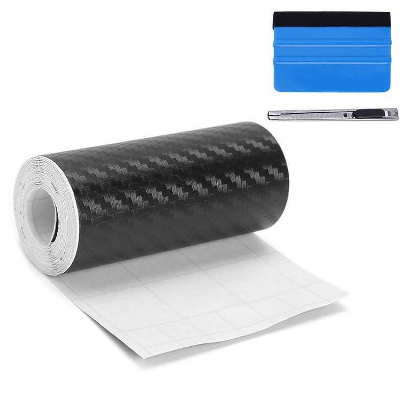 LZLRUN Free Tool Kit 3D Carbon Fiber Vinyl Tape for Black Out Chrome Delete Window Trim Door Trim Universal Chrome Black Dry Carbon Fiber Detailing Tape Overlay Wrap (3Inches x 30Feet) - Image 1
